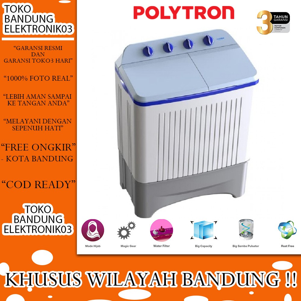 Jual MESIN CUCI 2 TABUNG POLYTRON PWM 8366/8363 8KG ( Khusus Bandung ...