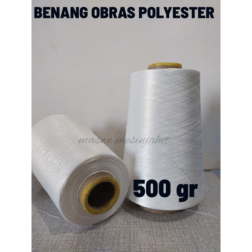 Jual BENANG POLYESTER OBRAS PUTIH DAN HITAM (500gr) | Shopee Indonesia