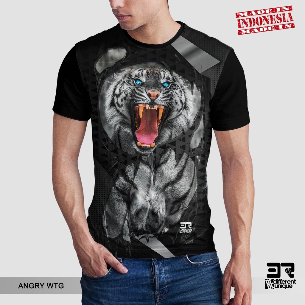 Jual [ COD ] KAOS PRINTING GAMBAR HEWAN ANGRY WHITE TIGER - BAJU DISTRO ...