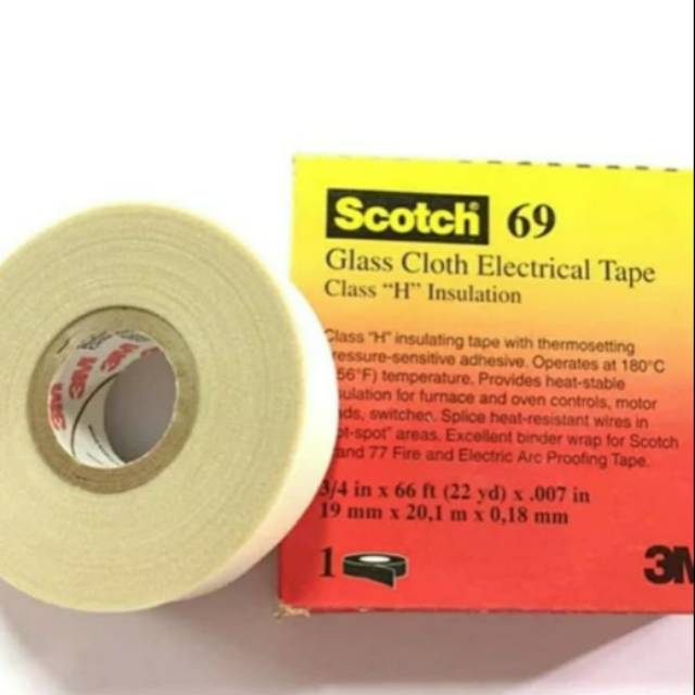 Jual Isolasi Tahan Panas 3M Scotch 69 Glass Cloth Electrical Tape 69