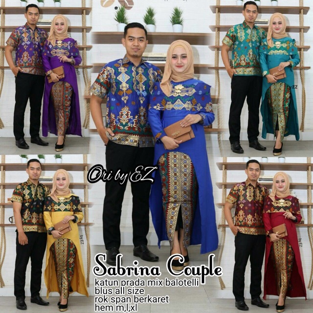 Jual Batik Couple Sabrina Kebaya Modern Syari Baju Kondangan Baju