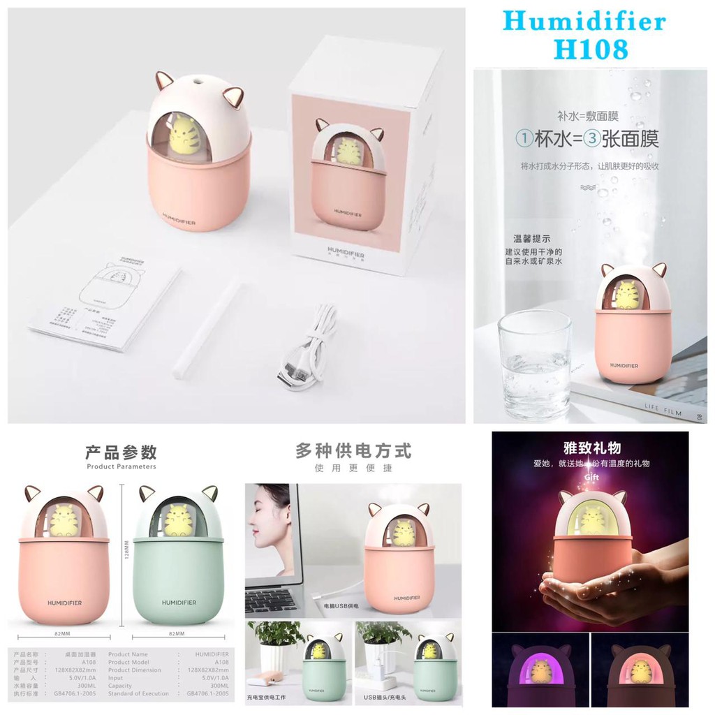 Jual Humidifier A108 Diffuser Pelembab Udara Aromatherapy | Shopee ...