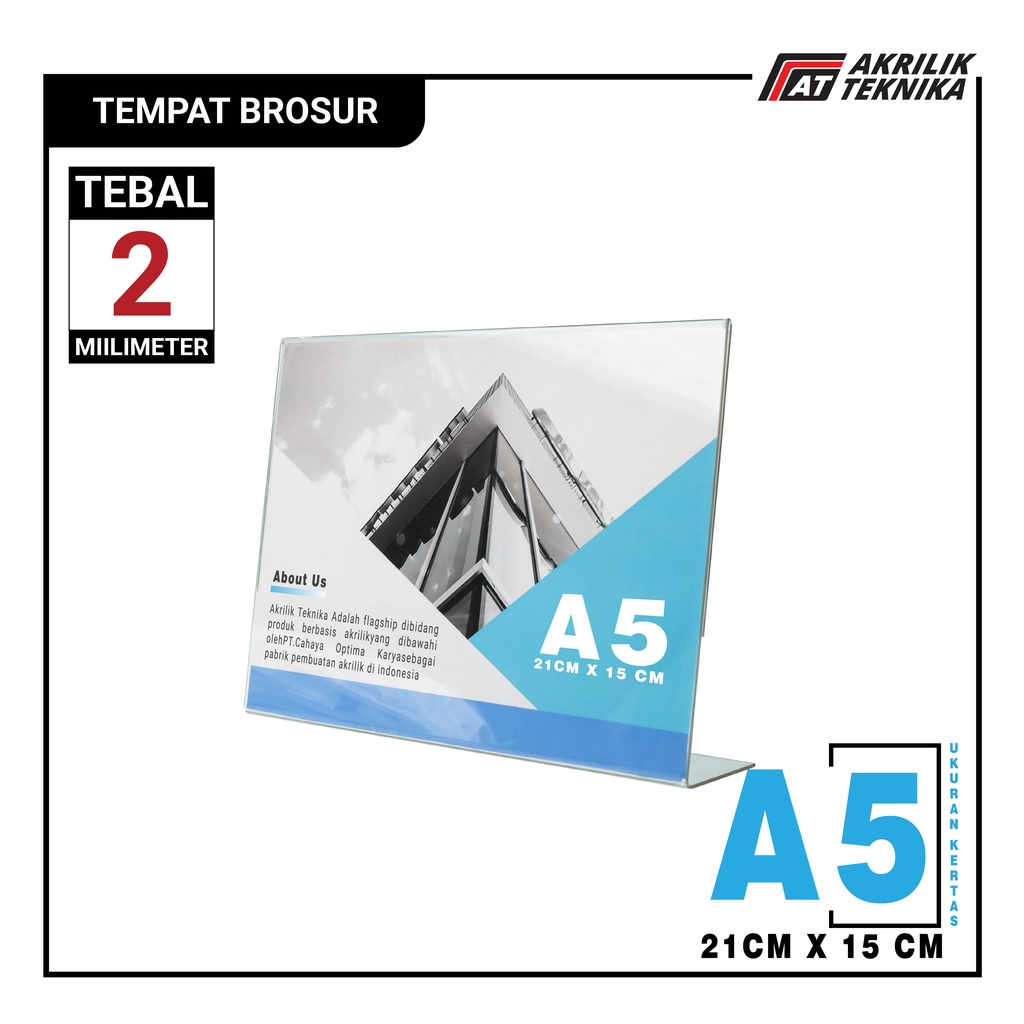 Jual Tempat Brosur Akrilik Tent Card Holder Landscape L Ukuran A5 2mm