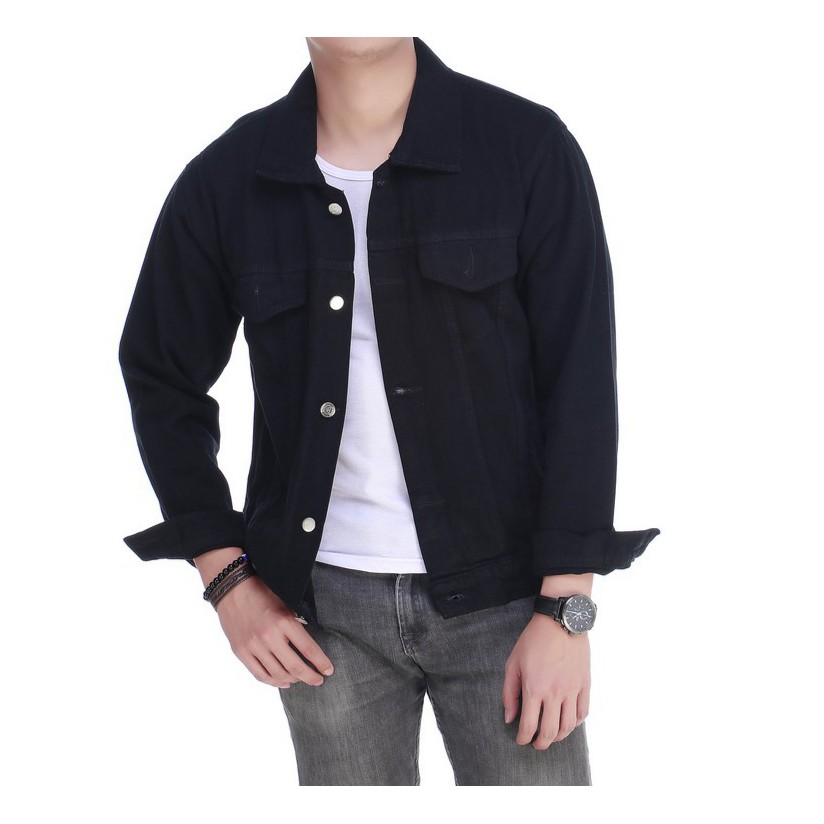 Jual JAKET JEANS HITAM || jaket kekinian || jaket jeans keren | Shopee