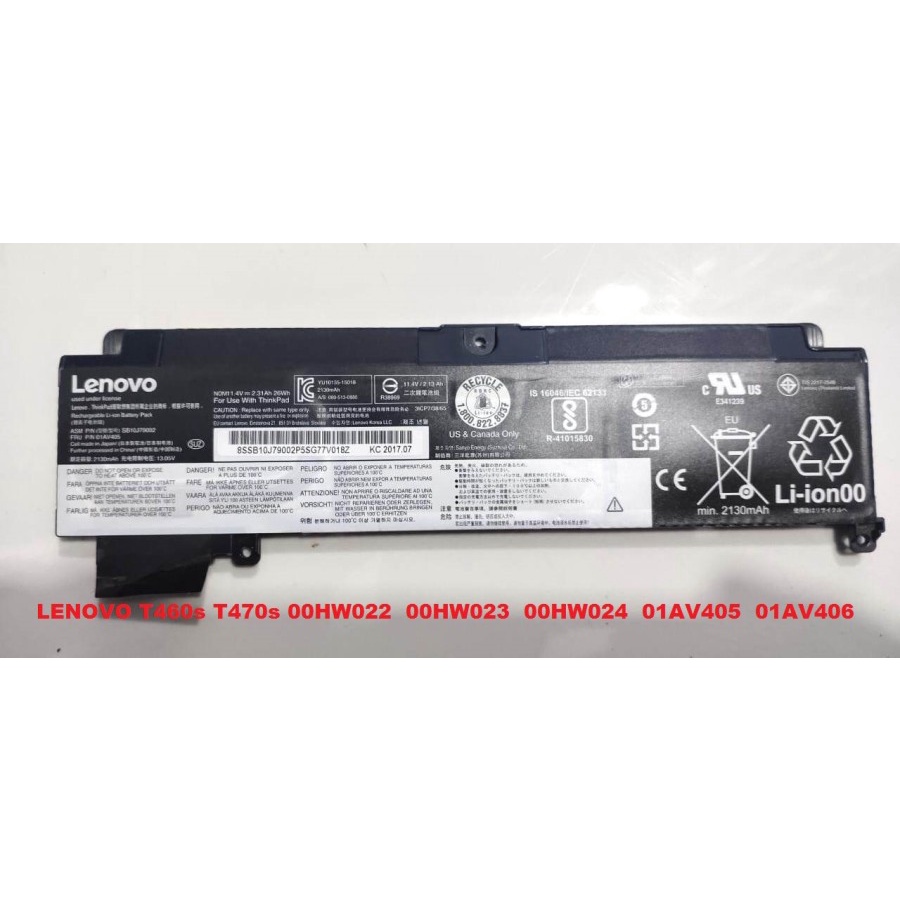 Batteria Compatibile Per Lenovo ThinkPad T460S E T470S – 01AV405 00HW022, 11.25V 24Wh, Sostituisce 01AV406 E SB10J79003