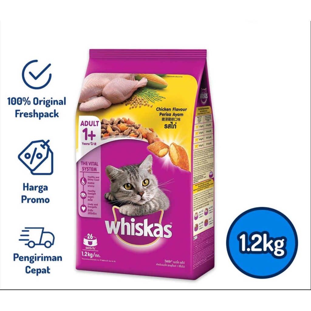 Jual Whiskas Adult Cat Chiken Flavour Makanan Kucing Kering Kg Shopee Indonesia