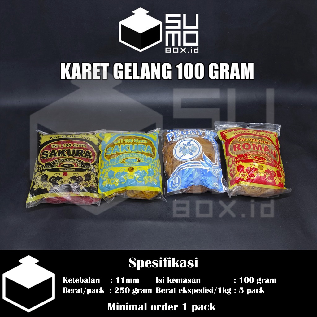 Jual Karet Gelang Isi 100gram Karet Ikat Bungkus Plastik Es Batu