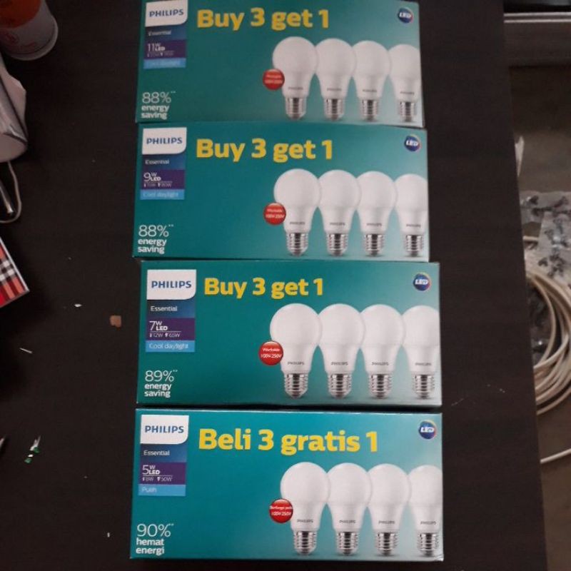 Jual Lampu Philips Ess Led Bulb 5w,7w,9w,11w Multipack beli 3 gratis 1 ...