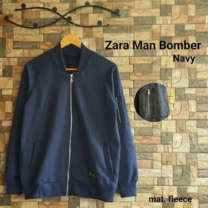 TERLARIS II Jaket Zara Men Bomber Navy