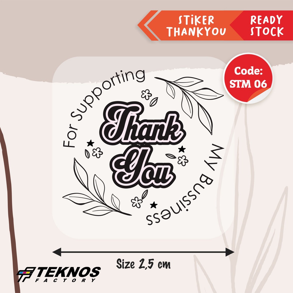 Jual STIKER LABEL THANK YOU VINYL TRANSPARAN STM 06 30 PCS Shopee Indonesia