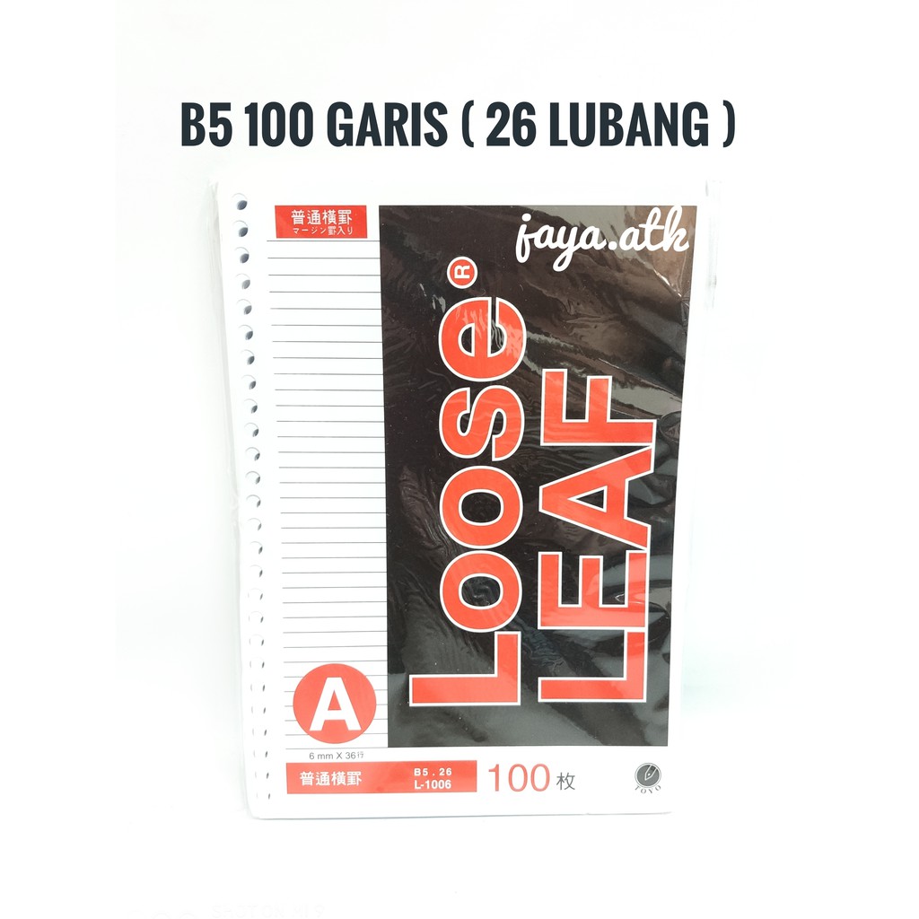 Jual KERTAS BINDER NOTE LOOSE LEAF B5 100 GARIS 26 RING LUBANG LOOSE ...