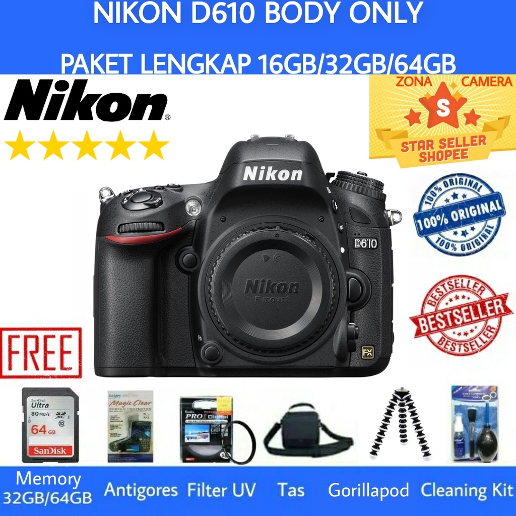 Jual NIKON D610 BODY ONLY / NIKON D610 BO ORIGINAL - PAKET LENGKAP ...