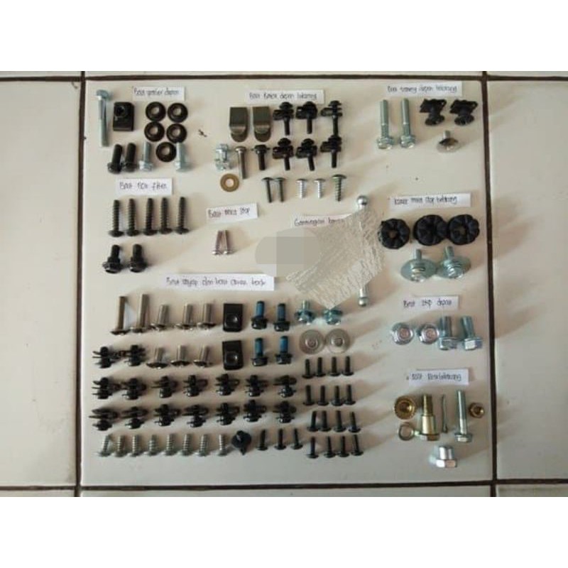 Jual baut lengkap full set motor karisma x dan tipe d Baut lengkap body