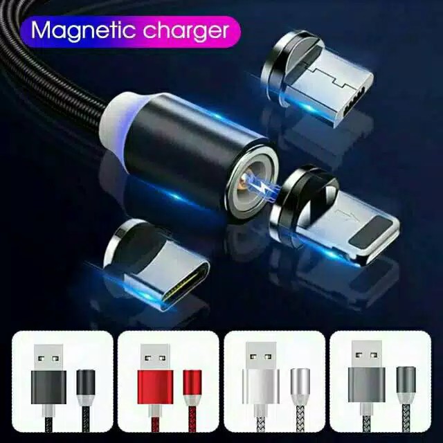 Jual Kabel Charger Magnetic BIASA 3IN1 Kabel Data Magnetic MICRO