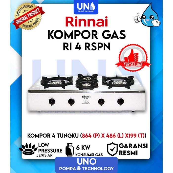 Jual Rinnai Kompor Gas Komersial Commercial 4 Tungku RI4RSPN / RI-4 ...