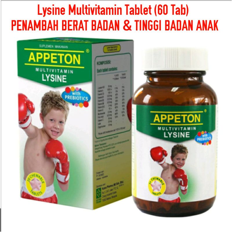 Jual Appeton Lysine Prebiotics Multivitamin Tablet Untuk Anak Penambah
