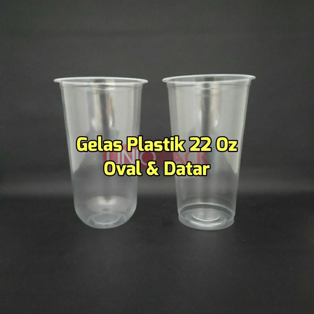 Jual 50 Cup Gelas Plastik Oval And Datar 22 Oz 95gr Shopee Indonesia 4685