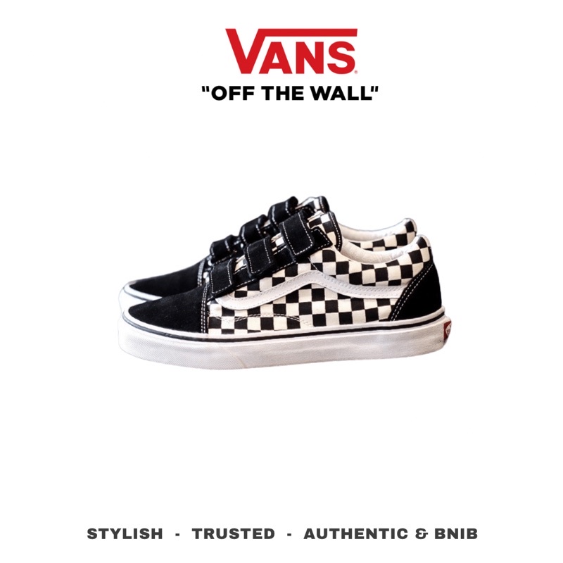 Vans old on sale skool velcro checkerboard