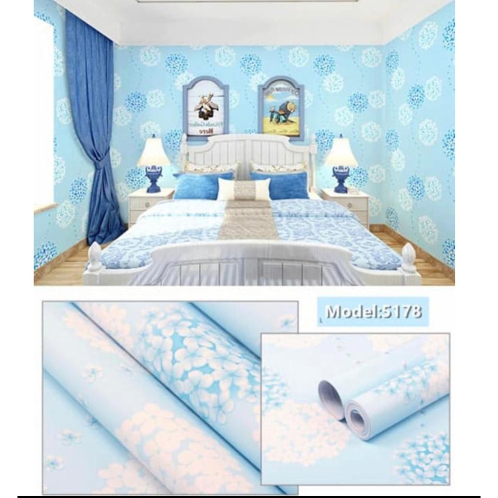 Jual Wallpaper Dinding Sticker Motif Dandelion Biru Ukuran 45cm X 10m ...