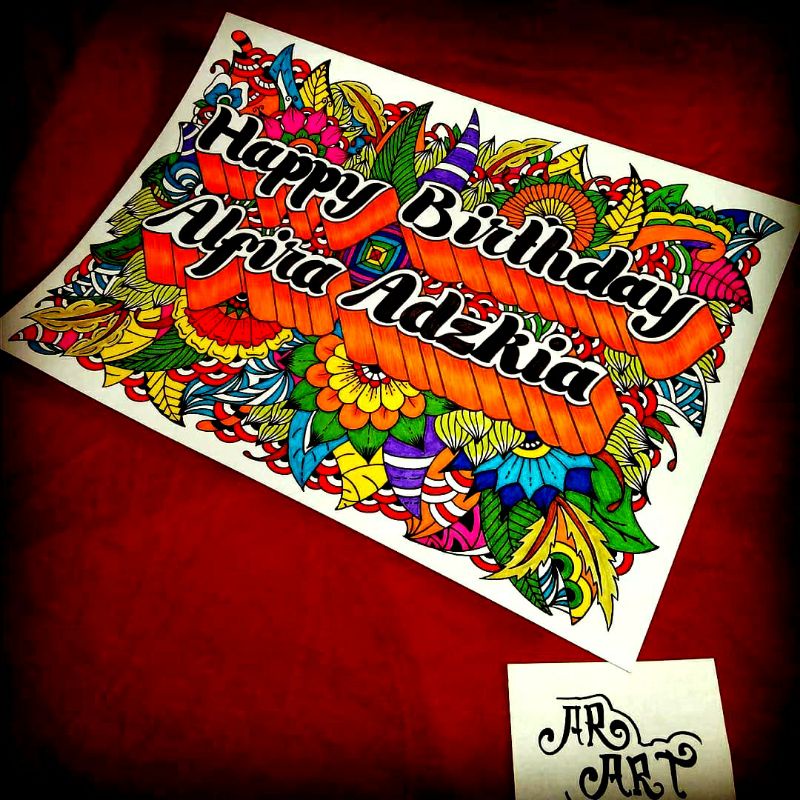 Jual hadiah ulang tahun doodle art 21x30cm ( tanpa frame ) kado ulang
