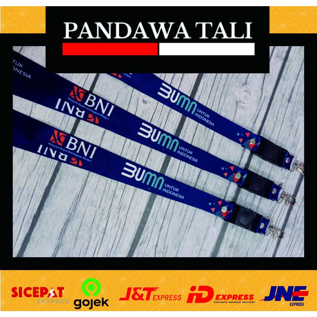 Jual Lanyard Bumn Bank Bni Biru Bumn Bni Lanyard Printing Pandawa Tali Surabaya Ptr Shopee