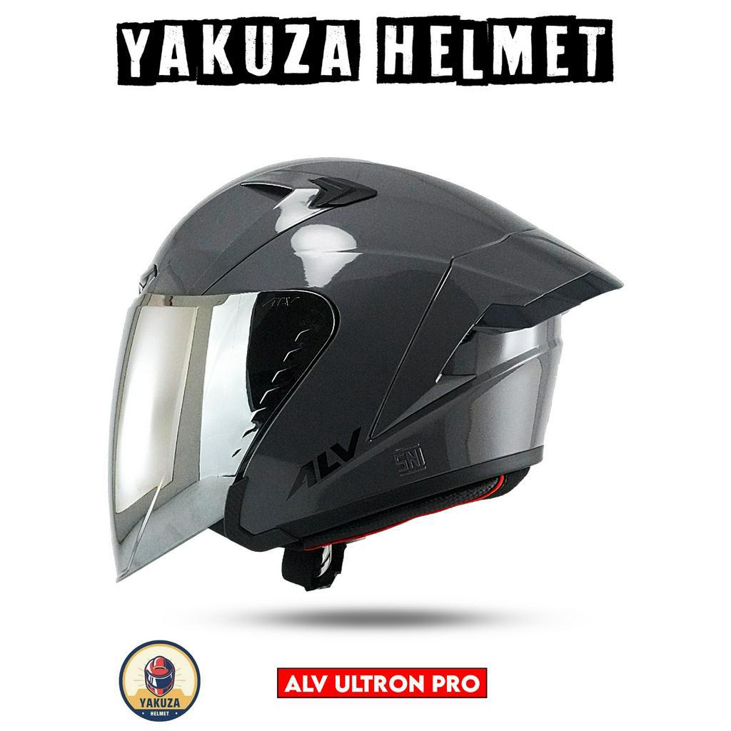 Jual Alv Ultron Pro Grey Glosy Helm Half Face Solid Standart Sni