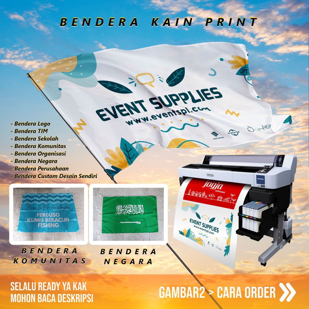 Jual Cetak Bendera Kain Custom Full Print Satuan, Organisasi, Partai ...