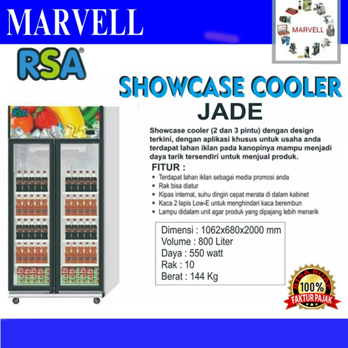 Jual SHOWCASE RSA JADE DISPLAY COOLER LEMARI PENDINGIN ORIGINAL GARANSI