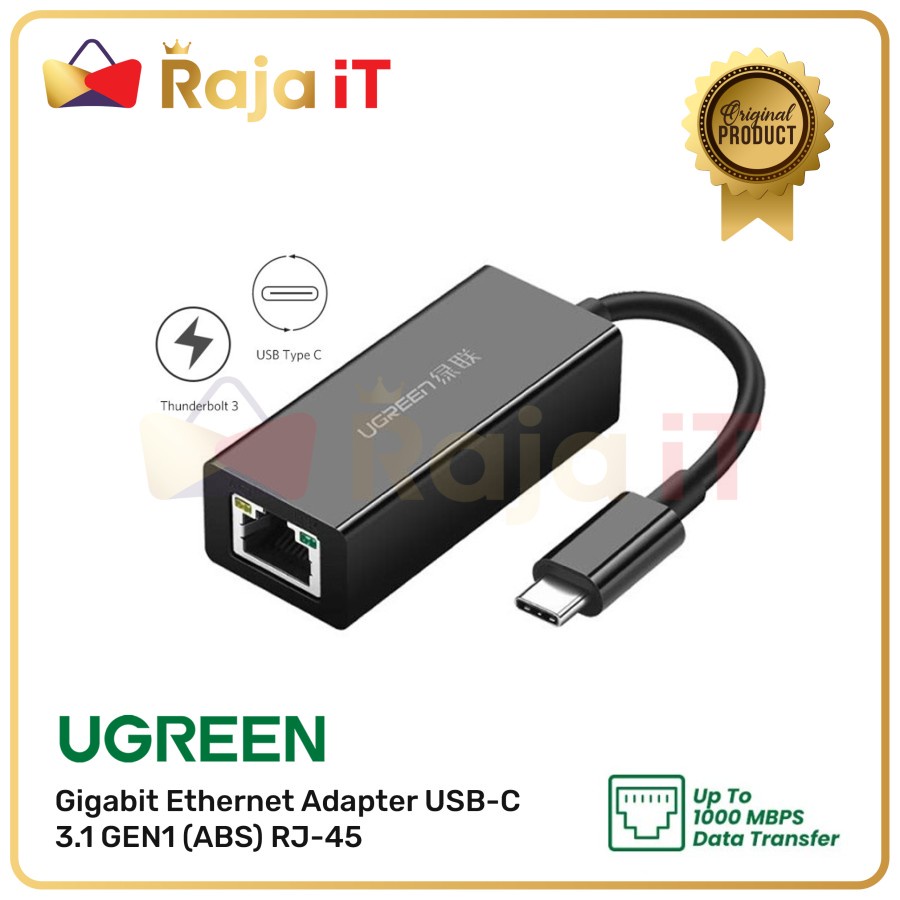 Jual UGREEN Gigabit Ethernet Adapter USB-C 3.1 GEN1 (ABS) RJ-45 ...