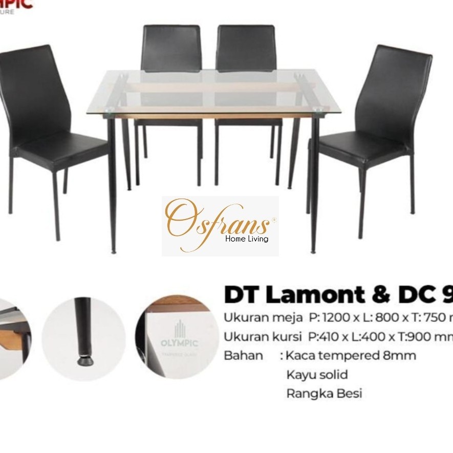 Jual Dining Table Olympic Dt Lamont Meja Makan Kaca Kursi Minimalis Murah Shopee Indonesia