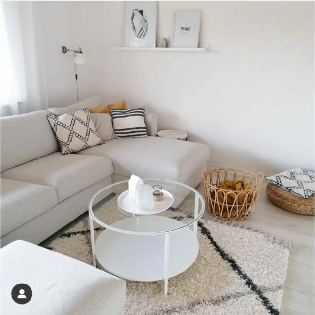 Jual Meja Tamu Bulat Kaca/Putih, Meja Ruang Tamu Kaca Putih | Shopee