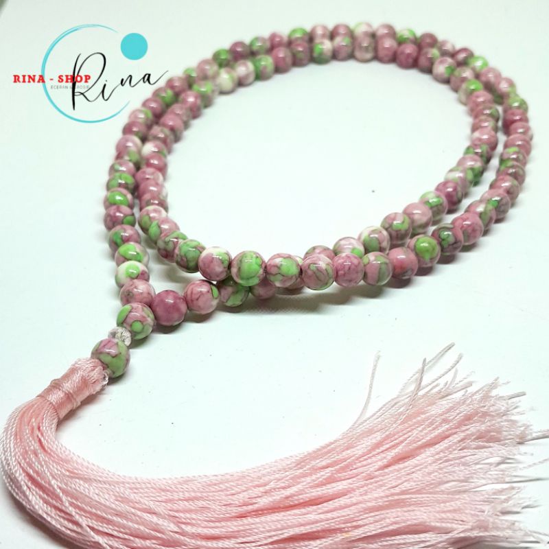 Jual Tasbih batu pirus pink 6mm 99butir original | Shopee Indonesia