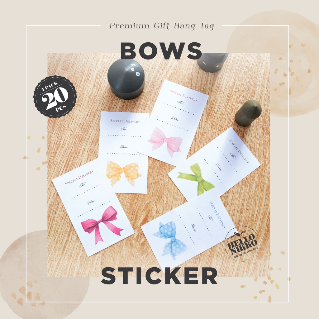 Jual Bows ribbon sticker label pengiriman - Hang tag kartu ucapan kado ...