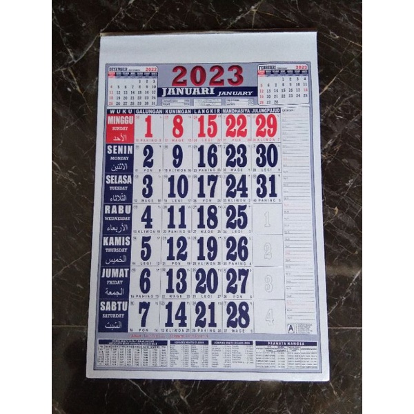 Jual Kalender 2023 Tanggalan Jawa Kalender Jawa Wuku Dan Arab Kalender 2023 Terbaru Shopee 