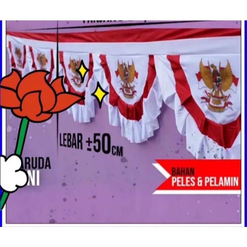 Jual Bendera Background Garuda Jadul 10 Gelombang 8 M Merah Putih