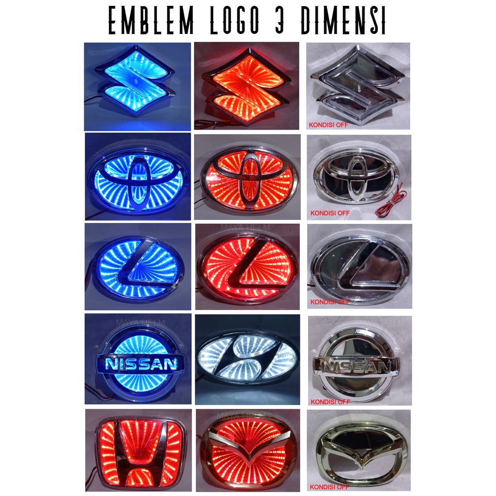 Jual Emblem Front Logo Mobil Led 3Dimenasi TERLENGKAP | Shopee Indonesia