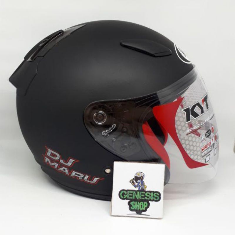 Jual Helm KYT half face helm KYT DJ MARU solid polos Hitam doff / black