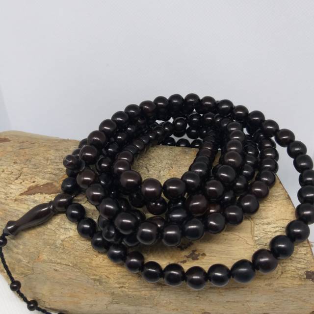 Jual Tasbih kokka atau kokah bulat warna hitam diameter 8mm 165 beads ...