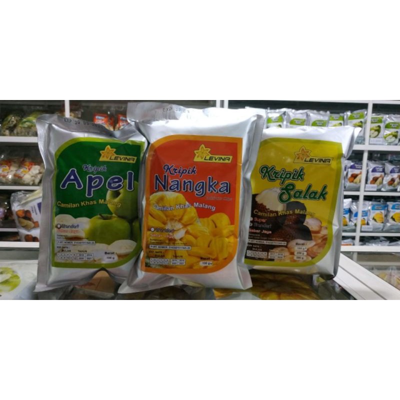 Jual Keripik Buah Nangka Apel Salak Kualitas Standart 100 Gram Levina