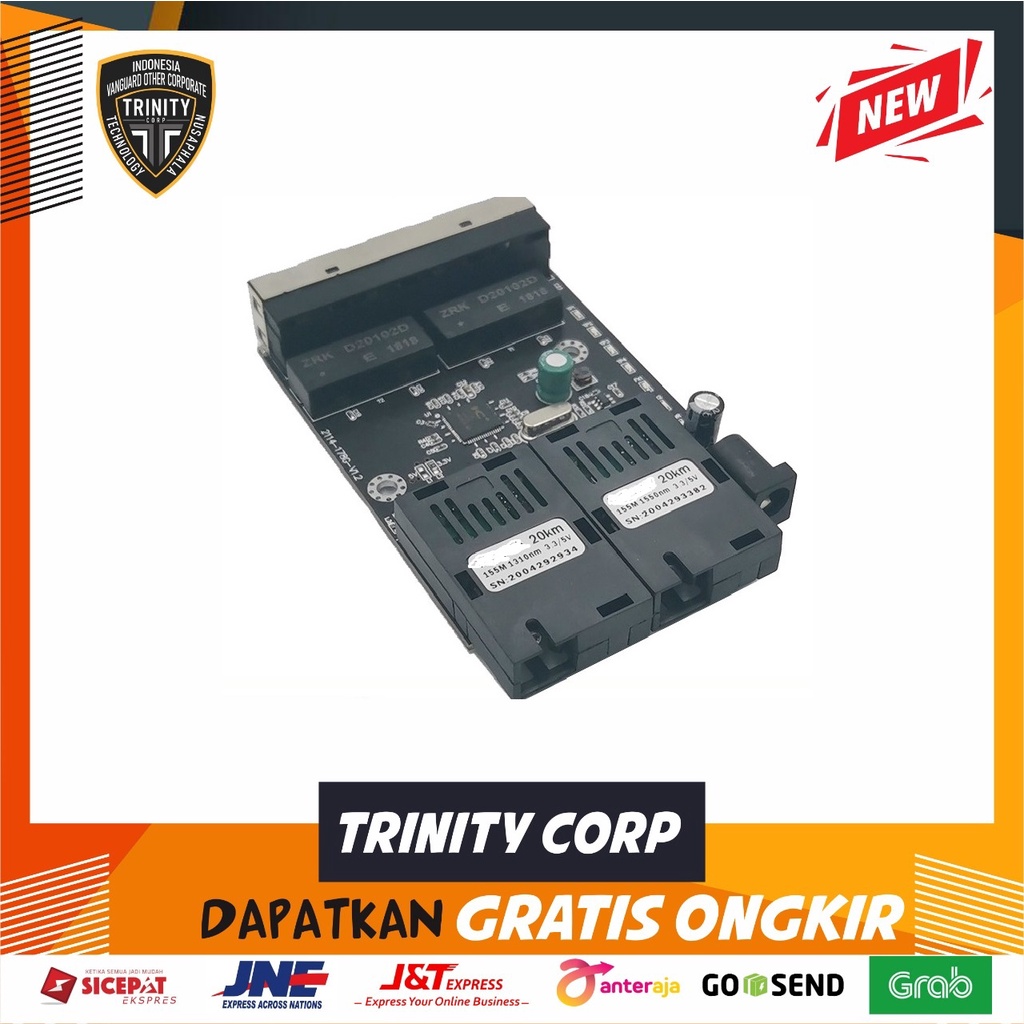 Jual Media Converter BOARD Fiber Switch 2 Port FO 4 Port LAN