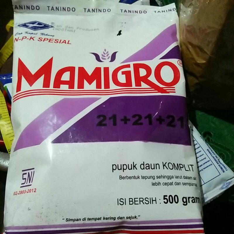 Jual MAMIGRO (ungu) 500 gram pupuk daun komplit, NPK 21+21+21 | Shopee ...