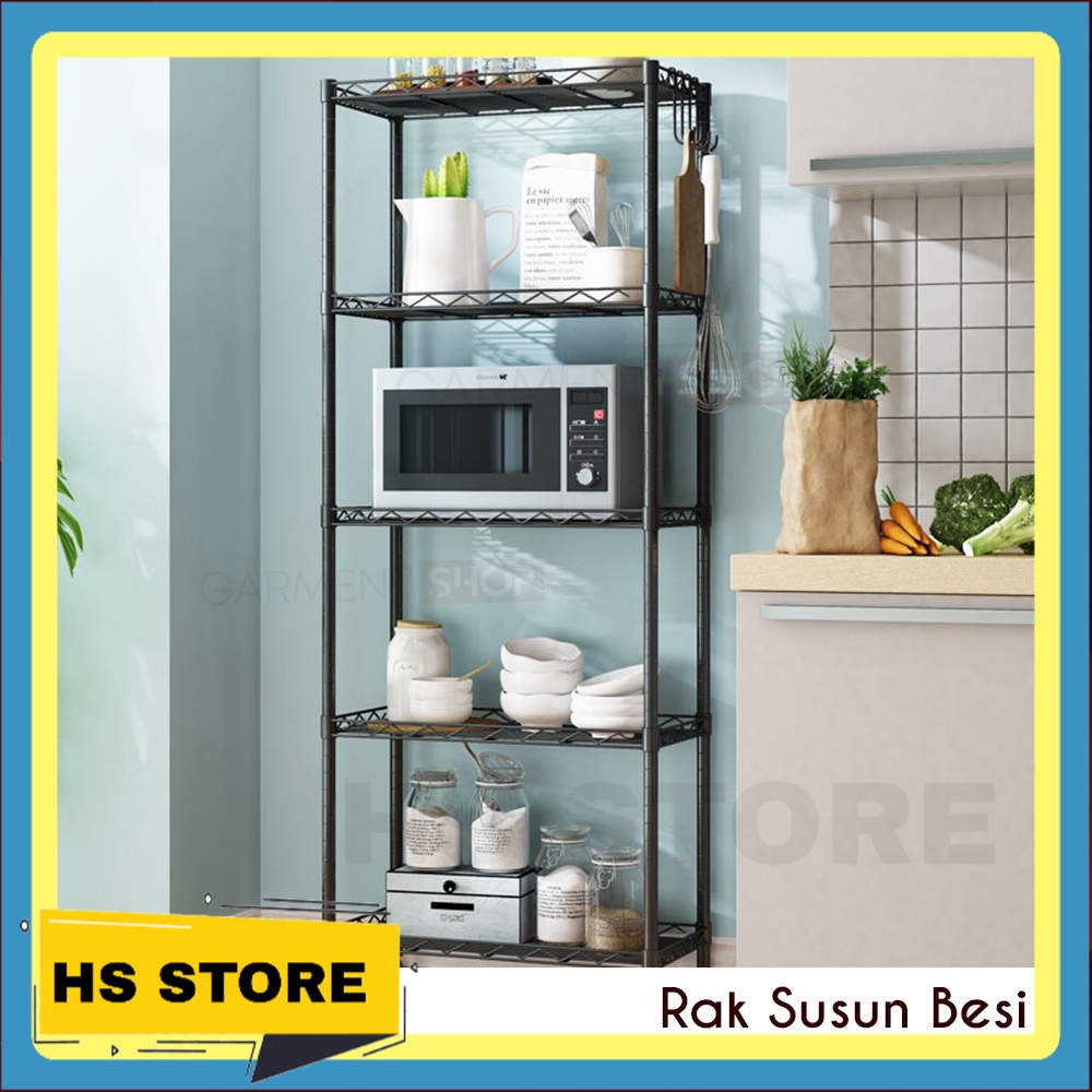 Jual Rak Barang Dapur 3 4 5 Tempat Penyimpanan Susun Full Besi Jaring ...