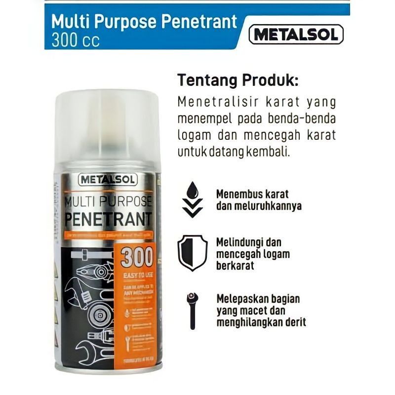 Jual Penetrant Wd Metalsol Pelumas Baut Pembersih Karat Besi Shopee