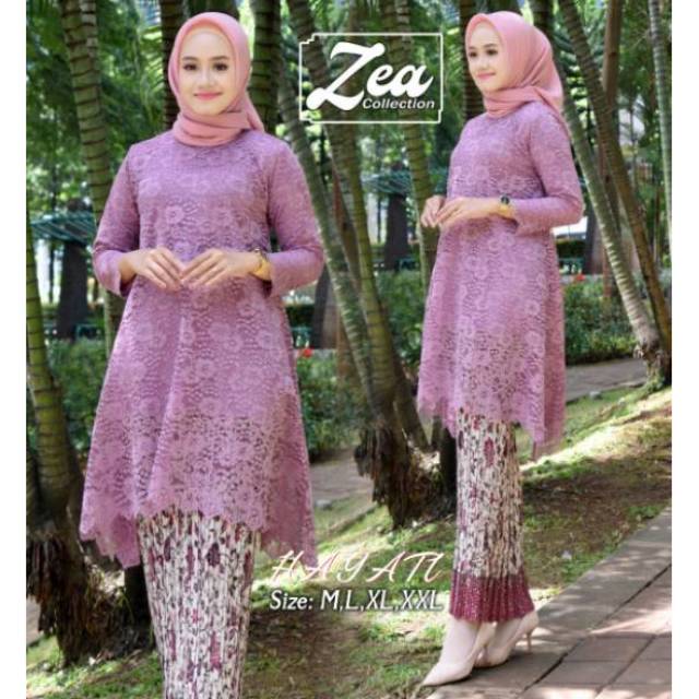 Jual Setelan Kebaya Hayati Tunik Kebaya Rok Plisket Shopee Indonesia