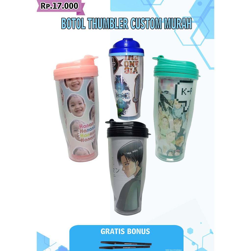 Jual Botol Minum Tumbler Insert Paper Custom Murah FREE EDIT | Shopee ...