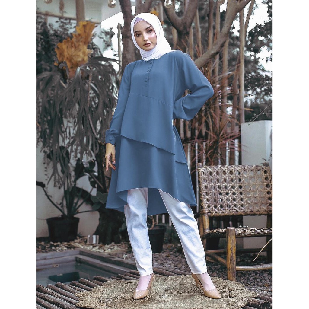 Jual WINAZ ALIKA /Tunik Wanita - BLUE/Biru Langit | Shopee Indonesia