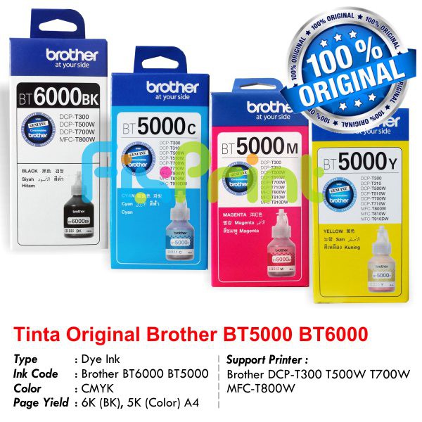 Jual Tinta Brother BT6000 Black BT5000 Color BT-6000BK BT-5000 CMY ...