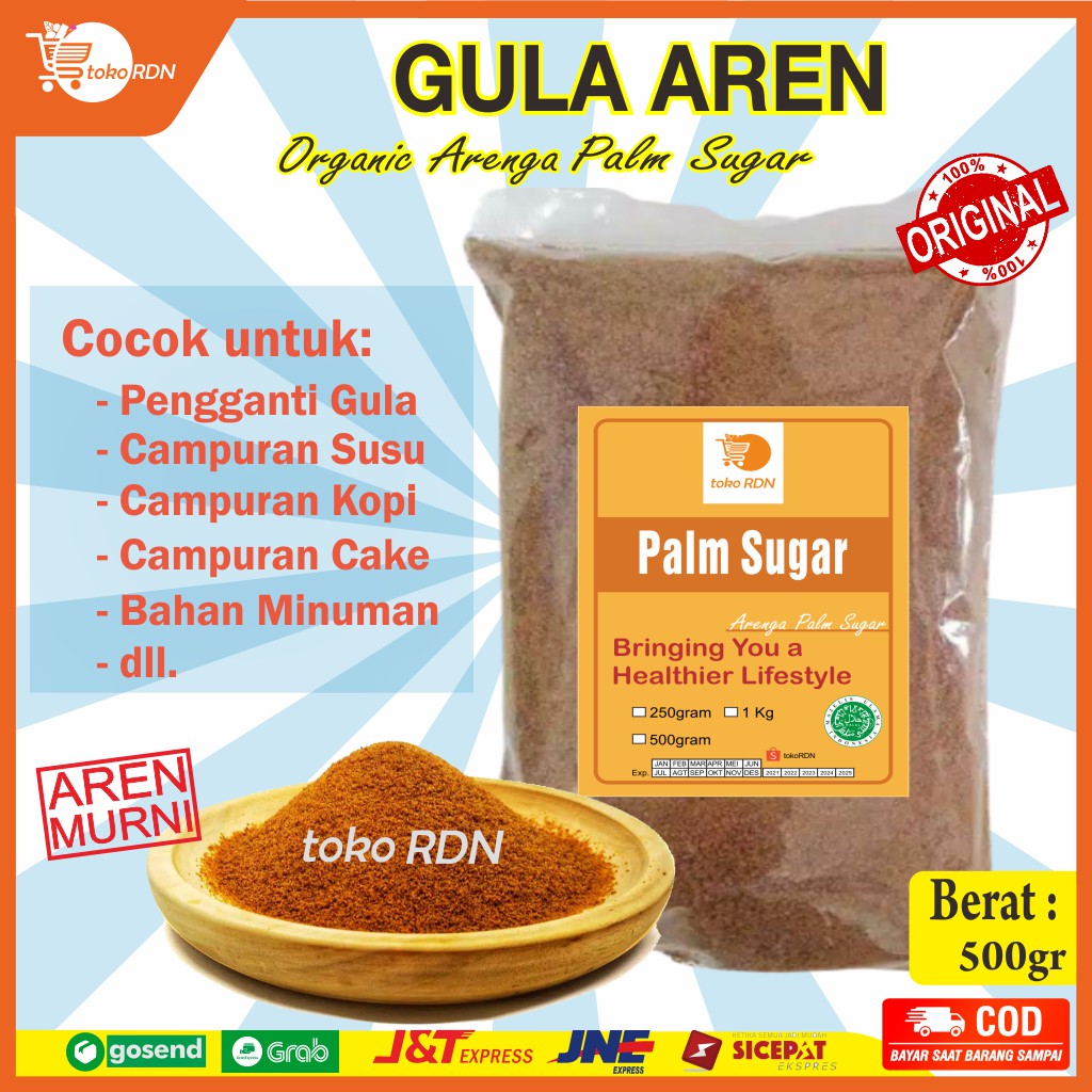 Jual Gula Aren Bubuk Palm Sugar 500 Gram Gula Semut Aren Original Arenga Palm Sugar Low 2555