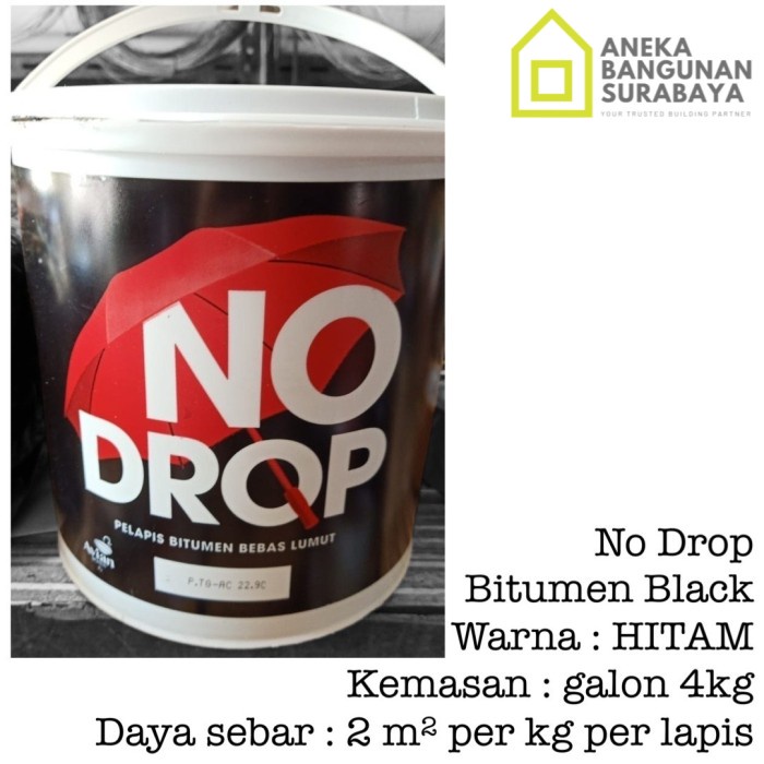 Jual No Drop Bitumen Black 4kg Cat Pelapis Anti Bocor Galon Shopee Indonesia 6255