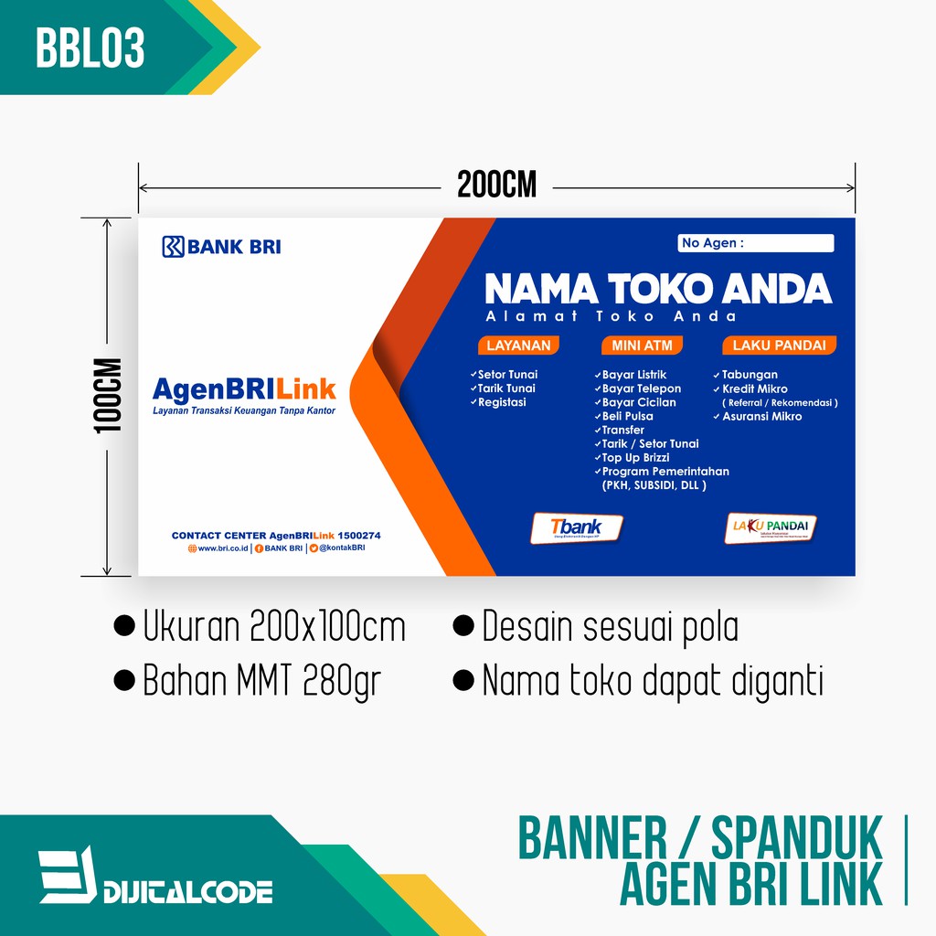 Jual BBL03 Spanduk Banner Agen BRI Link 200x100cm | Shopee Indonesia